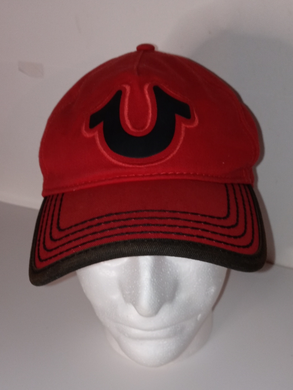 True Religion Red & Black Core Horseshoe Logo Baseball Cap Hat OS